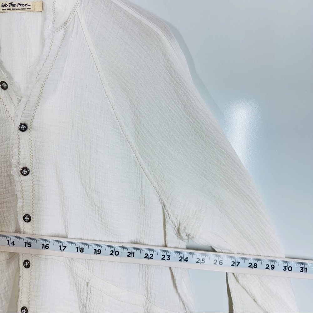 Free People We The Free Summer Daydream Buttondown Gauze XS Ivory Boho Casual - Picture 7 of 12
